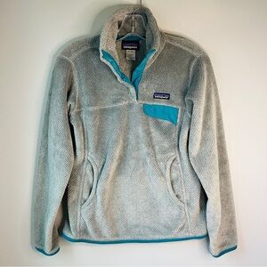 Patagonia ReTool Grey and Teal Snap Up Fleece
